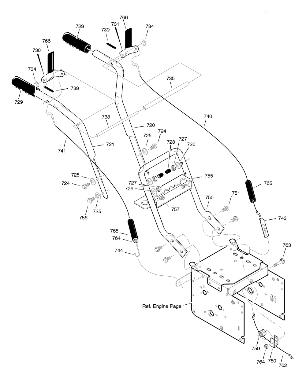 Handle Assembly Diagram and Parts List for C950-52409-0 2004 Briggs and Stratton Snow Blower